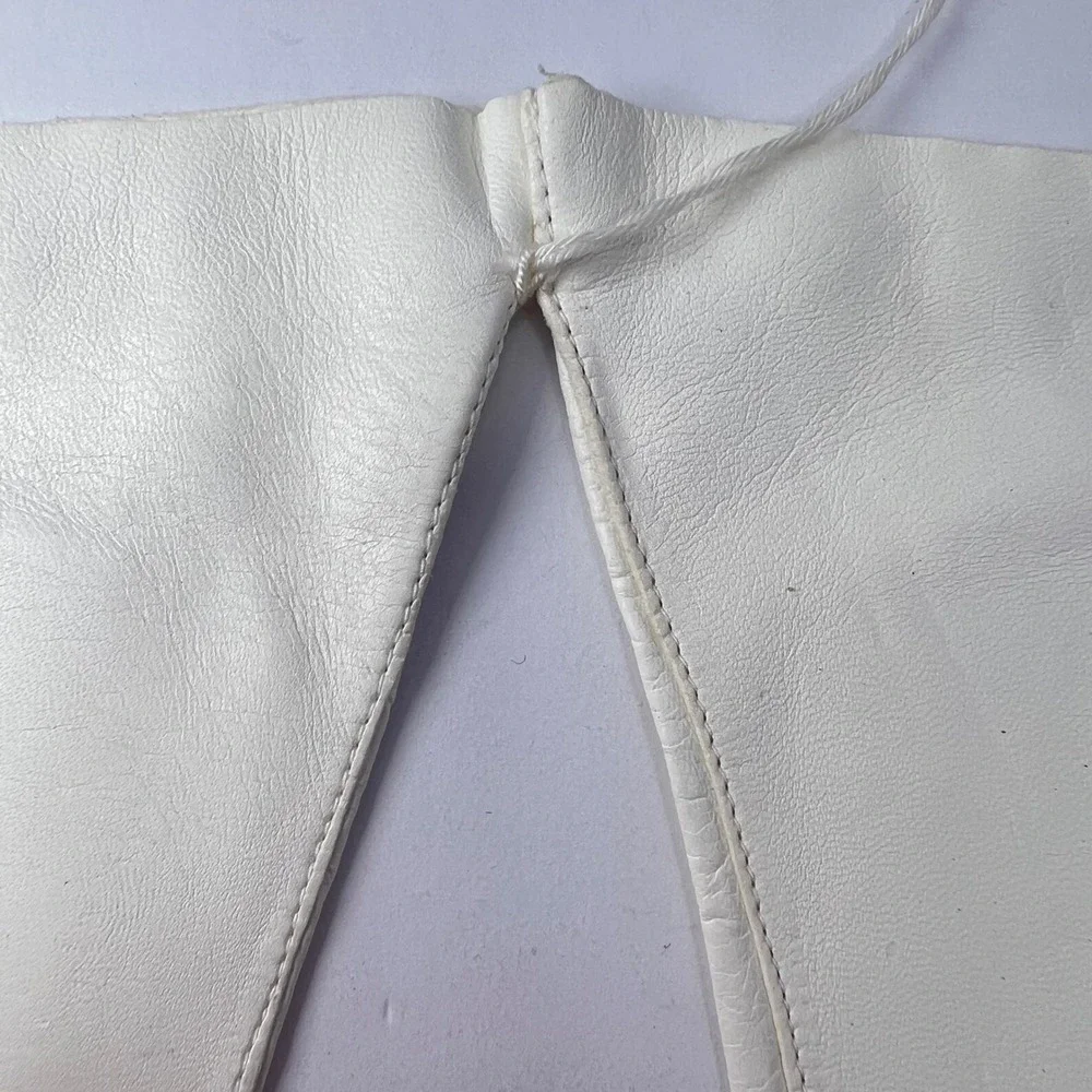 Fownes White Leather Gloves Womens 7.5 Opera Length NOS Vintage Washable Formal